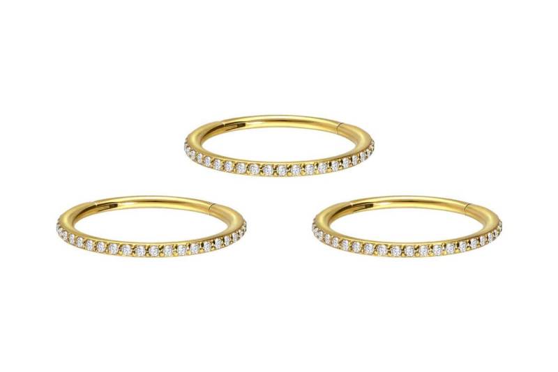 PIERCINGLINE Piercing-Set SET Chirurgenstahl Segmentring Clicker EINGEFASSTE KRISTALLE ++Neues (Clicker, 3er Set) von PIERCINGLINE