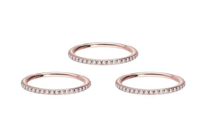 PIERCINGLINE Piercing-Set SET Chirurgenstahl Segmentring Clicker EINGEFASSTE KRISTALLE ++Neues (Clicker, 3er Set) von PIERCINGLINE