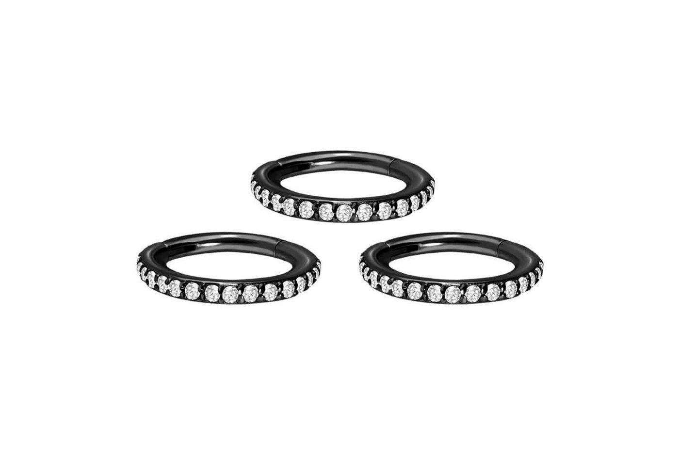 PIERCINGLINE Piercing-Set SET Chirurgenstahl Segmentring Clicker EINGEFASSTE KRISTALLE ++Neues (Clicker, 3er Set) von PIERCINGLINE