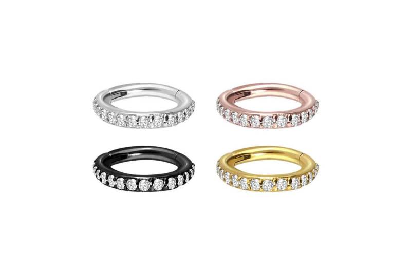 PIERCINGLINE Nasenpiercing SET Chirurgenstahl Segmentring Clicker EINGEFASSTE KRISTALLE ++Neues (Clicker, 4er Set), Ohrpiercing für Conch, Helix, Tragus, Daith, Lobe von PIERCINGLINE