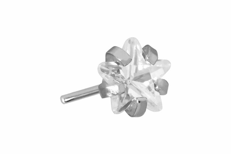 PIERCINGLINE Piercing-Set Titan Aufsatz mit Push Pin EINGEFASSTER KRISTALLSTERN (Push Pins / 1 Stk) von PIERCINGLINE