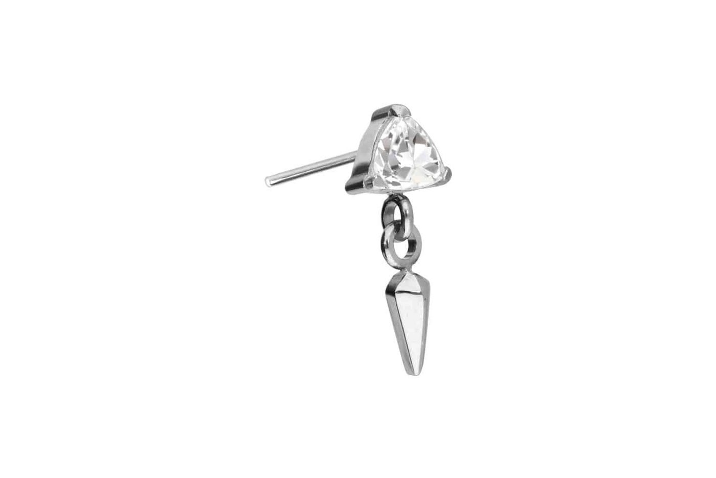 PIERCINGLINE Piercing-Set Titan Aufsatz mit Push Pin KRISTALLDREIECK + SPITZE (Push Pins / 1 Stk) von PIERCINGLINE