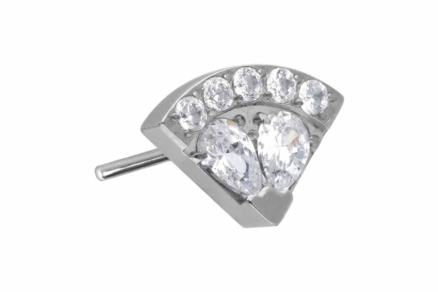 PIERCINGLINE Piercing-Set Titan Aufsatz mit Push Pin KRISTALLFÄCHER (Push Pins / 1 Stk) von PIERCINGLINE