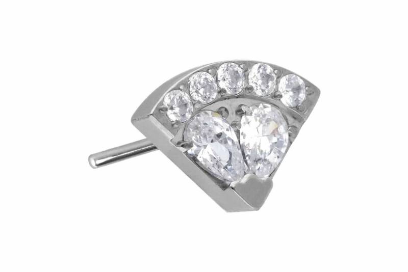 PIERCINGLINE Piercing-Set Titan Aufsatz mit Push Pin KRISTALLFÄCHER (Push Pins / 1 Stk) von PIERCINGLINE