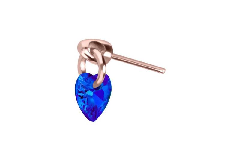 PIERCINGLINE Piercing-Set Titan Aufsatz mit Push Pin KRISTALLHERZ (Push Pins / 1 Stk) von PIERCINGLINE