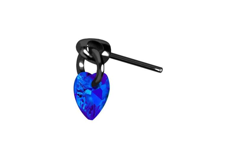PIERCINGLINE Piercing-Set Titan Aufsatz mit Push Pin KRISTALLHERZ (Push Pins / 1 Stk) von PIERCINGLINE