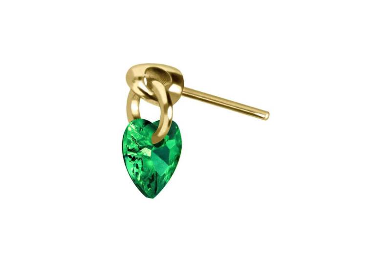 PIERCINGLINE Piercing-Set Titan Aufsatz mit Push Pin KRISTALLHERZ (Push Pins / 1 Stk) von PIERCINGLINE