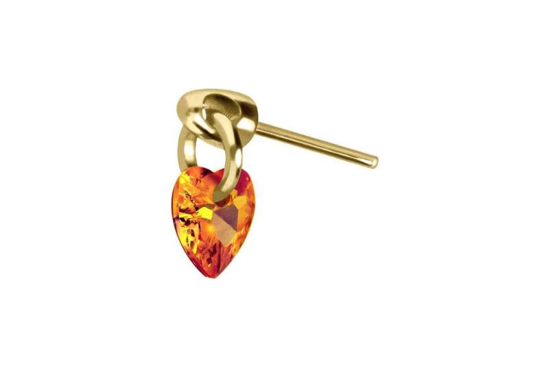 PIERCINGLINE Piercing-Set Titan Aufsatz mit Push Pin KRISTALLHERZ (Push Pins / 1 Stk) von PIERCINGLINE