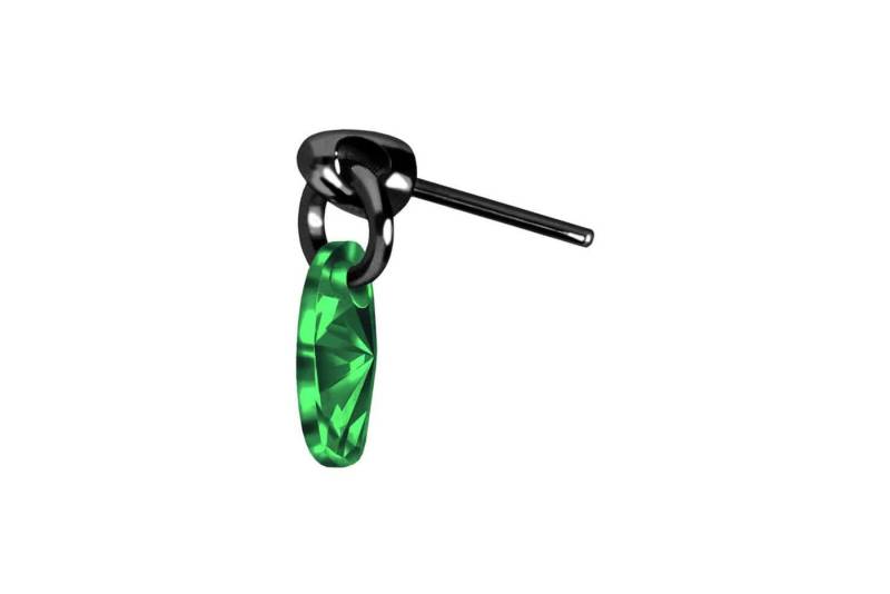 PIERCINGLINE Piercing-Set Titan Aufsatz mit Push Pin KRISTALLOVAL (Push Pins / 1 Stk) von PIERCINGLINE
