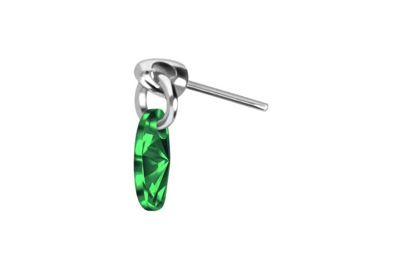 PIERCINGLINE Piercing-Set Titan Aufsatz mit Push Pin KRISTALLOVAL (Push Pins / 1 Stk) von PIERCINGLINE