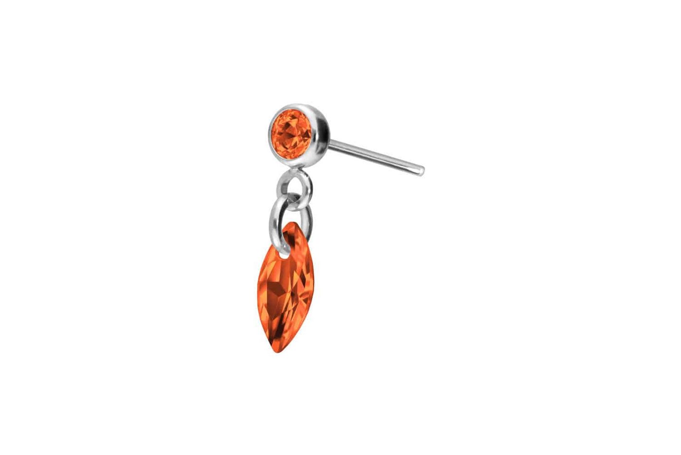 PIERCINGLINE Piercing-Set Titan Aufsatz mit Push Pin KRISTALLOVAL (Push Pins / 1 Stk) von PIERCINGLINE