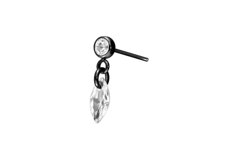PIERCINGLINE Piercing-Set Titan Aufsatz mit Push Pin KRISTALLOVAL (Push Pins / 1 Stk) von PIERCINGLINE