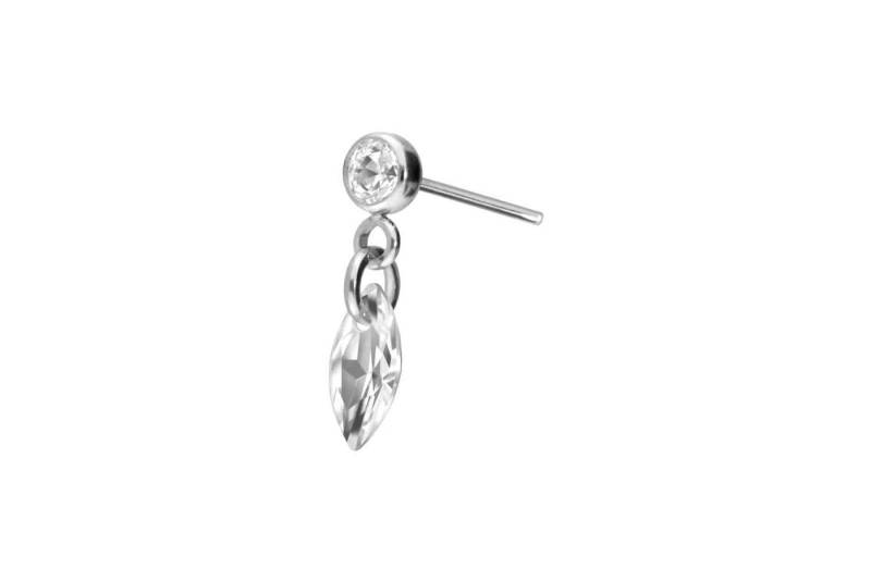 PIERCINGLINE Piercing-Set Titan Aufsatz mit Push Pin KRISTALLOVAL (Push Pins / 1 Stk) von PIERCINGLINE