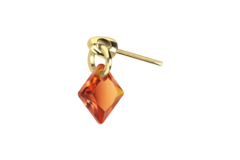 PIERCINGLINE Piercing-Set Titan Aufsatz mit Push Pin KRISTALLQUADRAT (Push Pins / 1 Stk) von PIERCINGLINE
