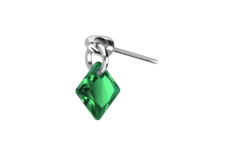PIERCINGLINE Piercing-Set Titan Aufsatz mit Push Pin KRISTALLQUADRAT (Push Pins / 1 Stk) von PIERCINGLINE
