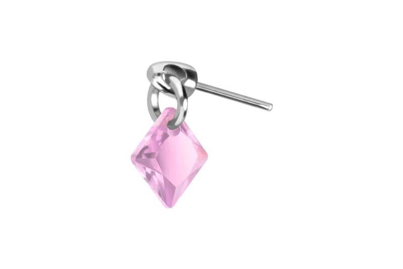 PIERCINGLINE Piercing-Set Titan Aufsatz mit Push Pin KRISTALLQUADRAT (Push Pins / 1 Stk) von PIERCINGLINE