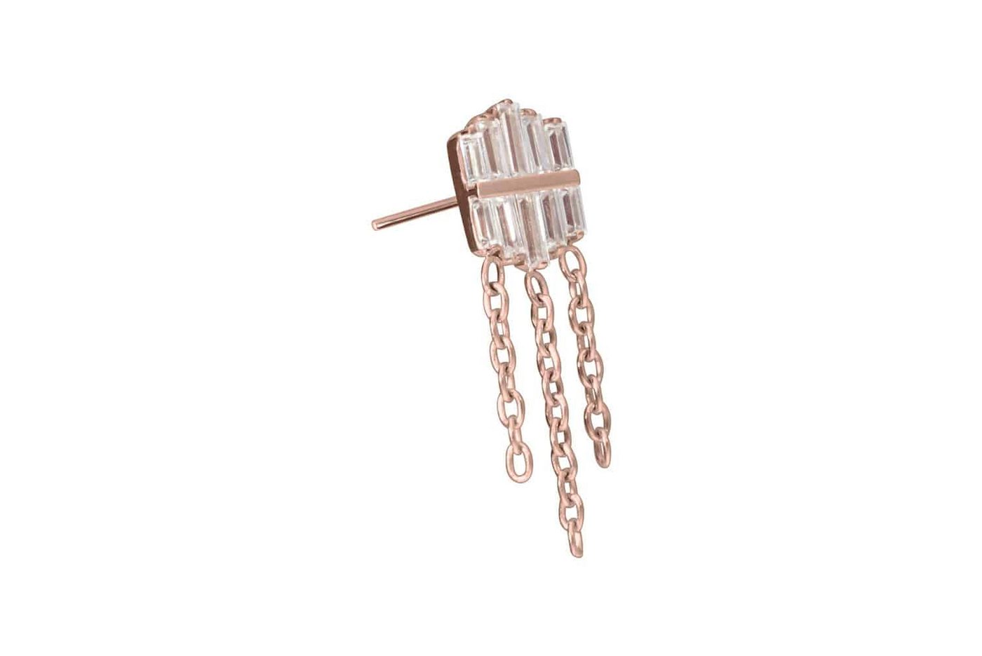 PIERCINGLINE Piercing-Set Titan Aufsatz mit Push Pin KRISTALLSCHILD + 3 KETTEN (Push Pins / 1 Stk) von PIERCINGLINE