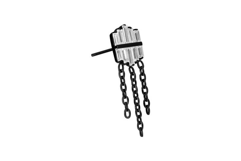 PIERCINGLINE Piercing-Set Titan Aufsatz mit Push Pin KRISTALLSCHILD + 3 KETTEN (Push Pins / 1 Stk) von PIERCINGLINE