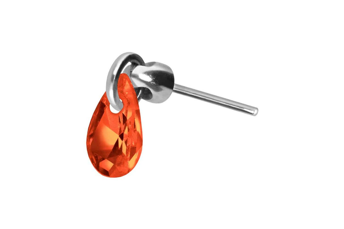 PIERCINGLINE Piercing-Set Titan Aufsatz mit Push Pin KRISTALLTROPFEN (Push Pins / 1 Stk) von PIERCINGLINE