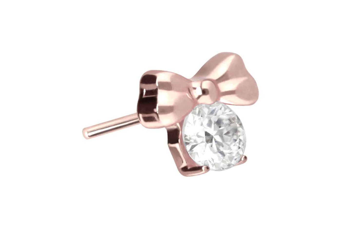 PIERCINGLINE Piercing-Set Titan Aufsatz mit Push Pin SCHLEIFE + KRISTALL (Push Pins / 1 Stk) von PIERCINGLINE