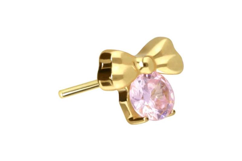 PIERCINGLINE Piercing-Set Titan Aufsatz mit Push Pin SCHLEIFE + KRISTALL (Push Pins / 1 Stk) von PIERCINGLINE