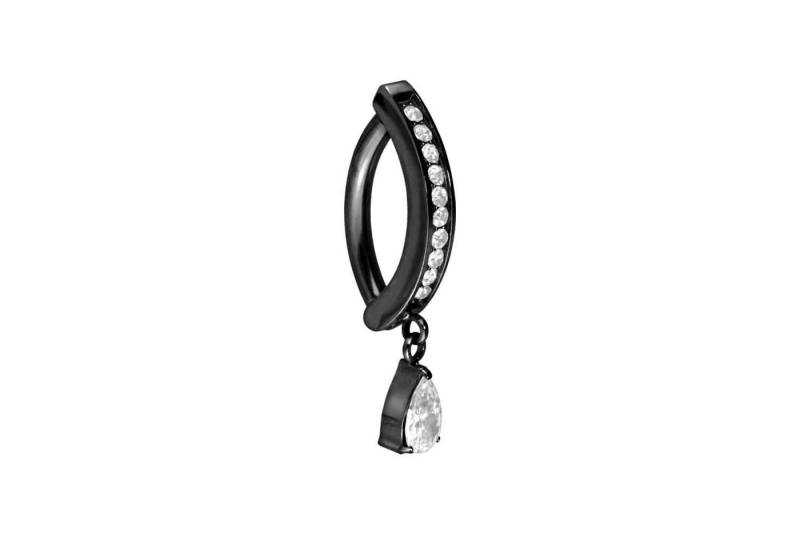 PIERCINGLINE Nasenpiercing Titan Bauchnabelclicker BOGEN + KRISTALLTROPFEN (Clicker / 1 Stk) von PIERCINGLINE