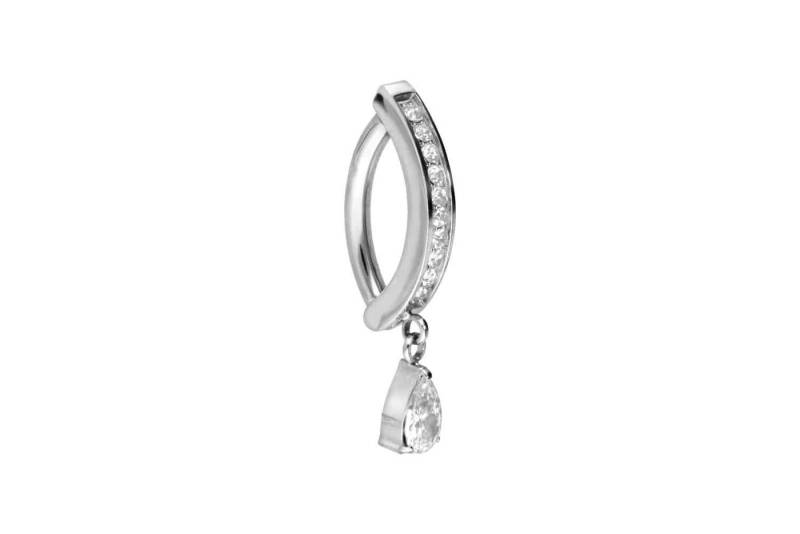 PIERCINGLINE Piercing-Set Titan Bauchnabelclicker BOGEN + KRISTALLTROPFEN (Clicker / 1 Stk) von PIERCINGLINE
