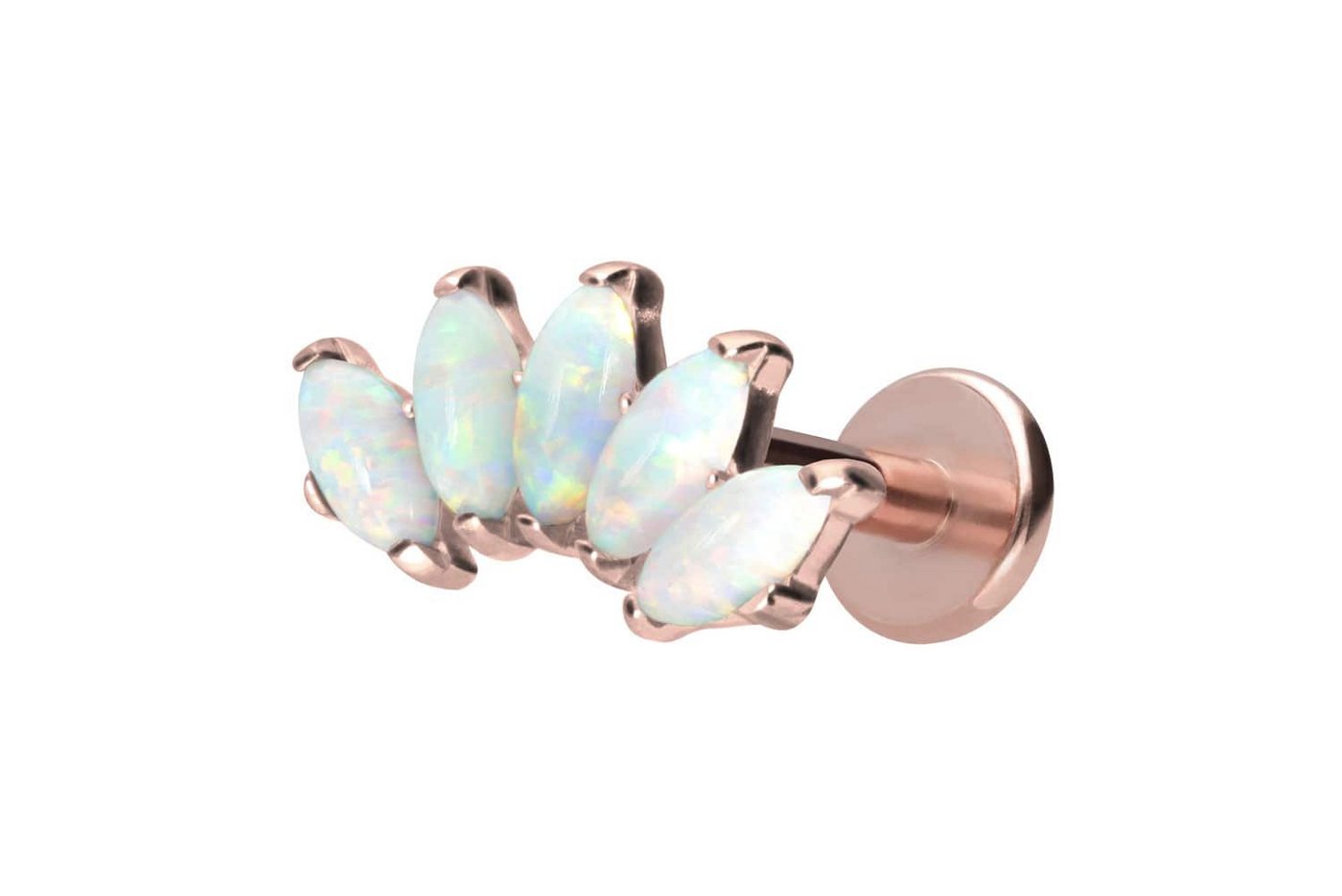 PIERCINGLINE Piercing-Set Titan Labret mit Innengewinde BOGEN + SYNTHETISCHE OPALE (Labrets / 1 Stk) von PIERCINGLINE