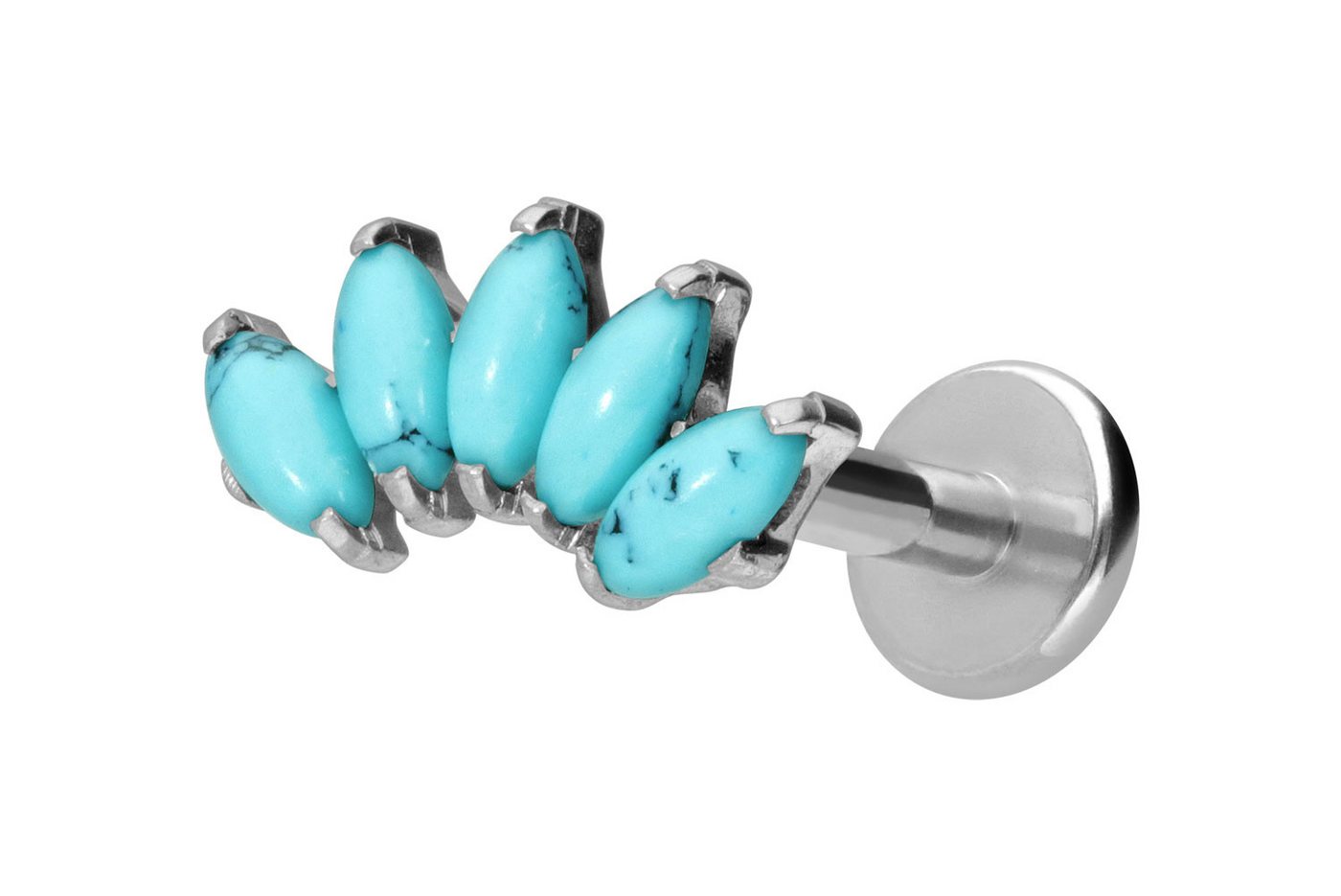 PIERCINGLINE Piercing-Set Titan Labret mit Innengewinde BOGEN + SYNTHETISCHE TÜRKISE (Labrets, 1-tlg) von PIERCINGLINE