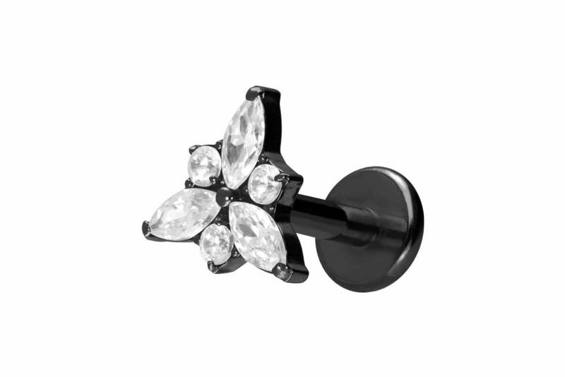 PIERCINGLINE Piercing-Set Titan Labret mit Innengewinde KRISTALLBLÜTE (Labrets / 1 Stk) von PIERCINGLINE