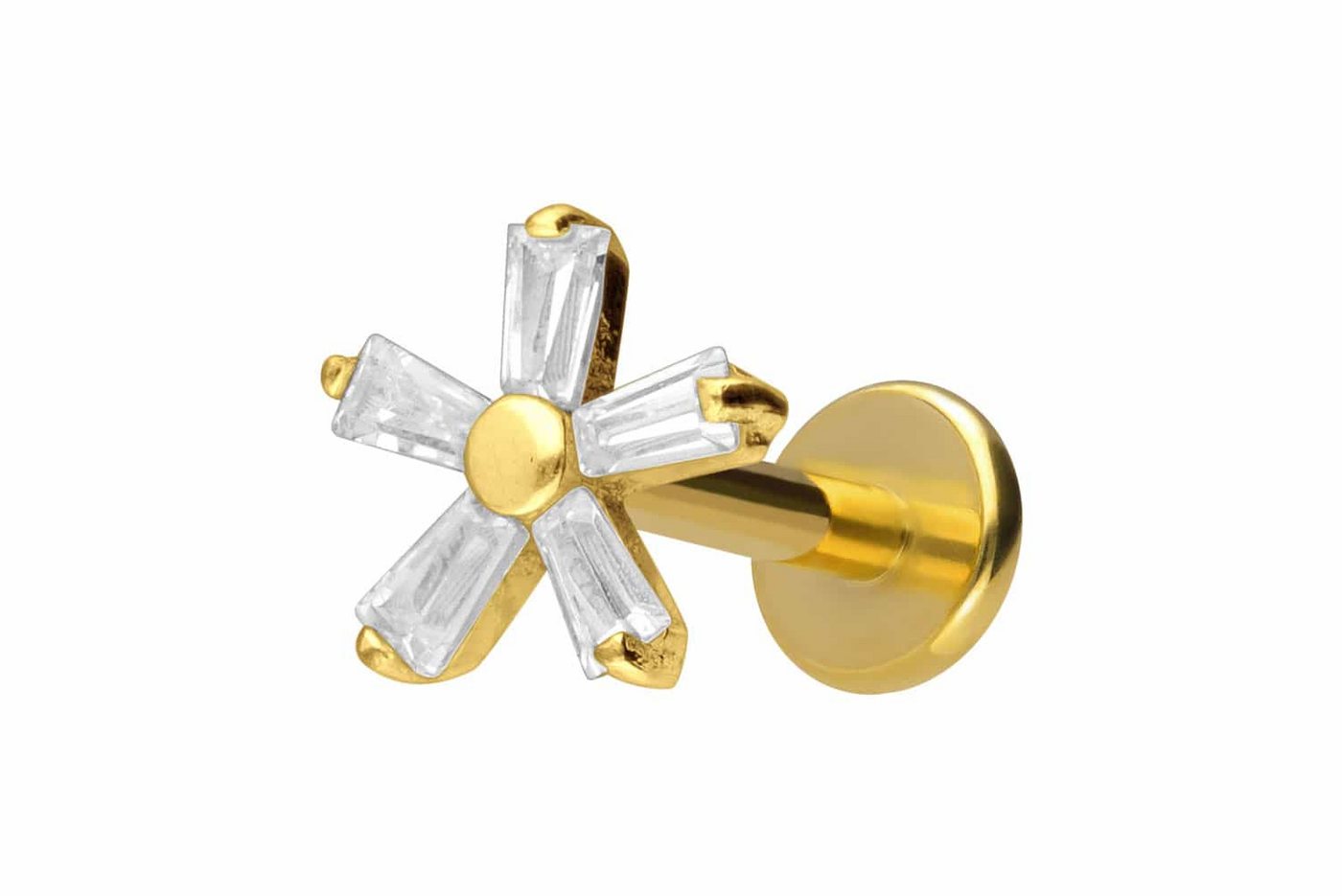 PIERCINGLINE Piercing-Set Titan Labret mit Innengewinde KRISTALLBLUME (Labrets / 1 Stk) von PIERCINGLINE
