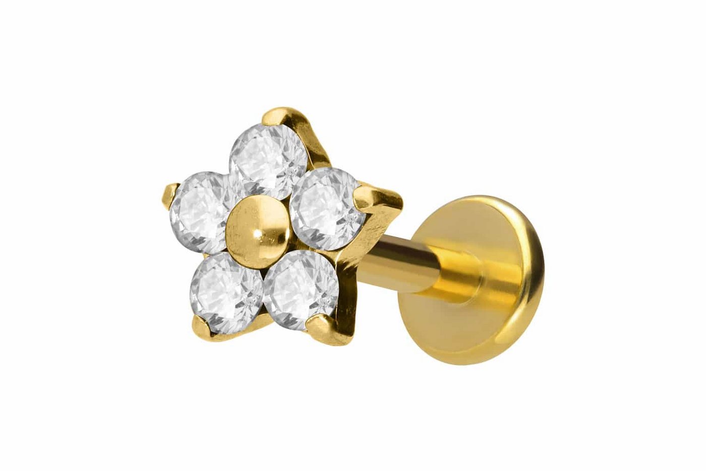 PIERCINGLINE Piercing-Set Titan Labret mit Innengewinde KRISTALLBLUME (Labrets / 1 Stk) von PIERCINGLINE