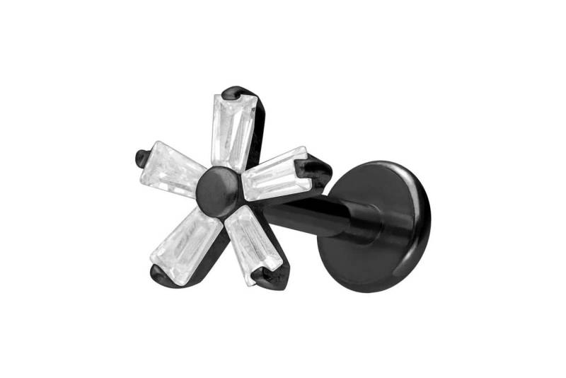 PIERCINGLINE Piercing-Set Titan Labret mit Innengewinde KRISTALLBLUME (Labrets / 1 Stk) von PIERCINGLINE