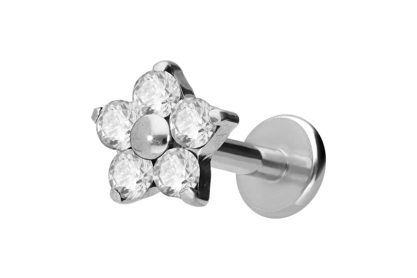 PIERCINGLINE Piercing-Set Titan Labret mit Innengewinde KRISTALLBLUME (Labrets, 1-tlg) von PIERCINGLINE