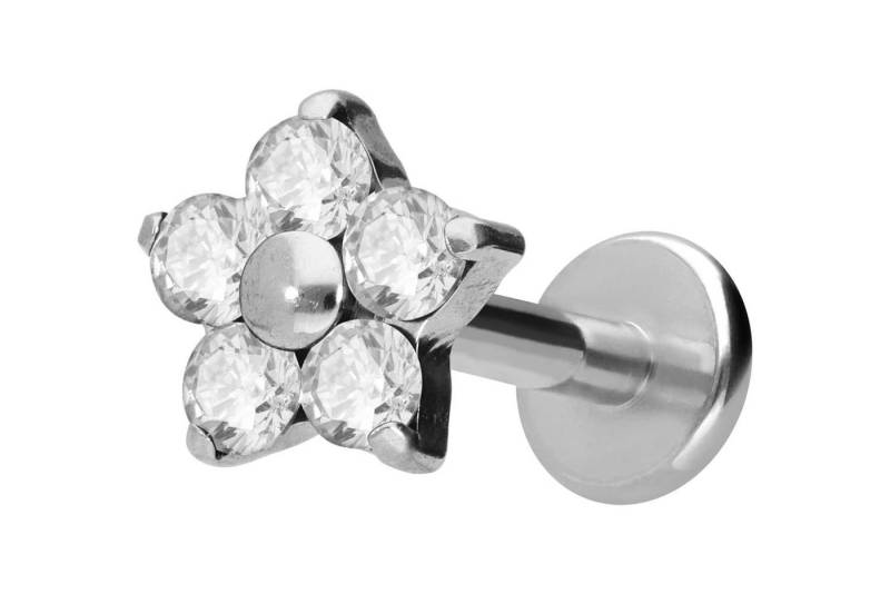 PIERCINGLINE Piercing-Set Titan Labret mit Innengewinde KRISTALLBLUME (Labrets / 1 Stk) von PIERCINGLINE