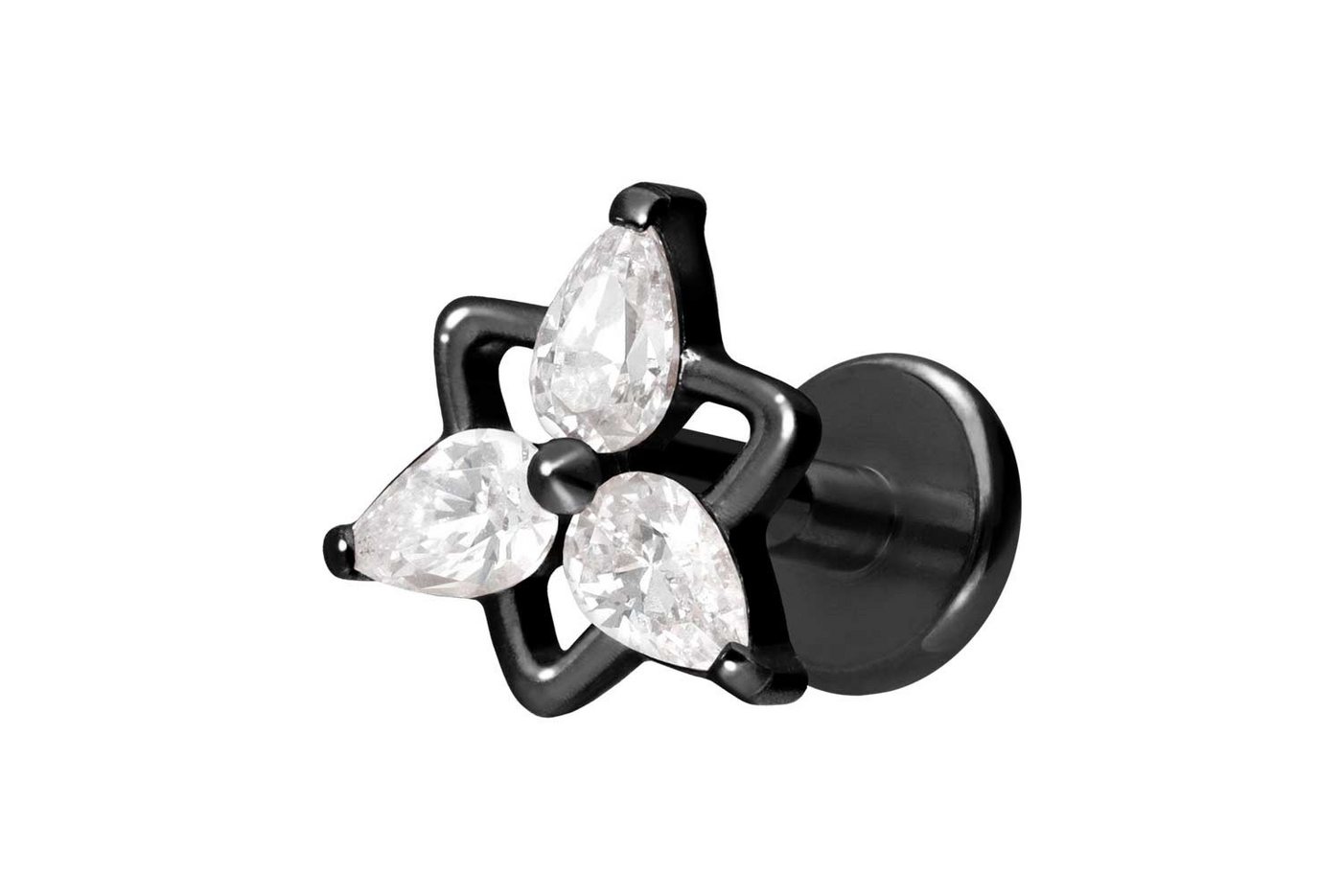 PIERCINGLINE Piercing-Set Titan Labret mit Innengewinde KRISTALLBLUME (Labrets, 1-tlg) von PIERCINGLINE