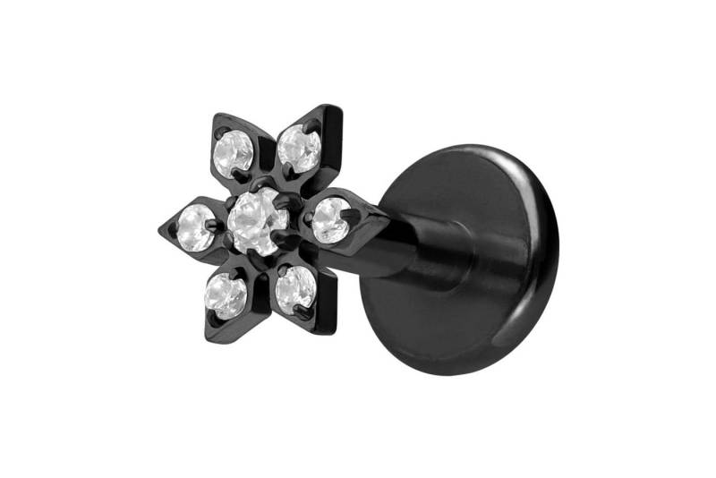 PIERCINGLINE Piercing-Set Titan Labret mit Innengewinde KRISTALLBLUME (Labrets, 1-tlg) von PIERCINGLINE