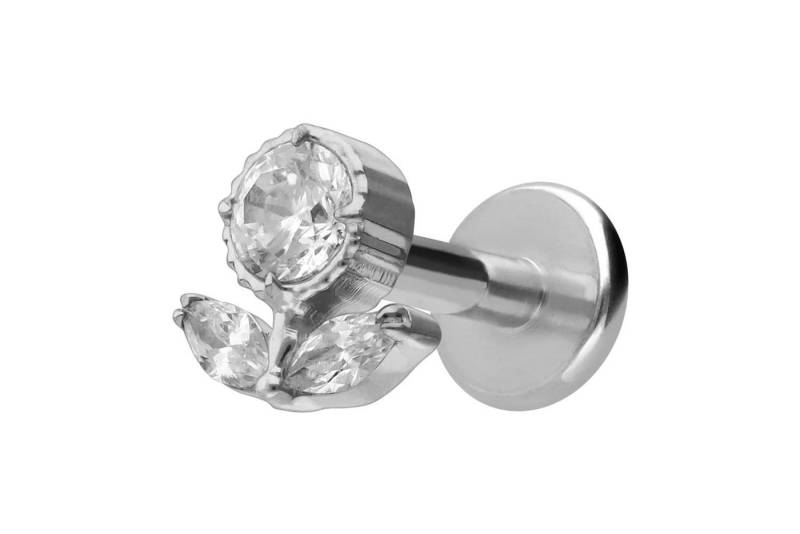 PIERCINGLINE Piercing-Set Titan Labret mit Innengewinde KRISTALLBLUME (Labrets, 1-tlg) von PIERCINGLINE