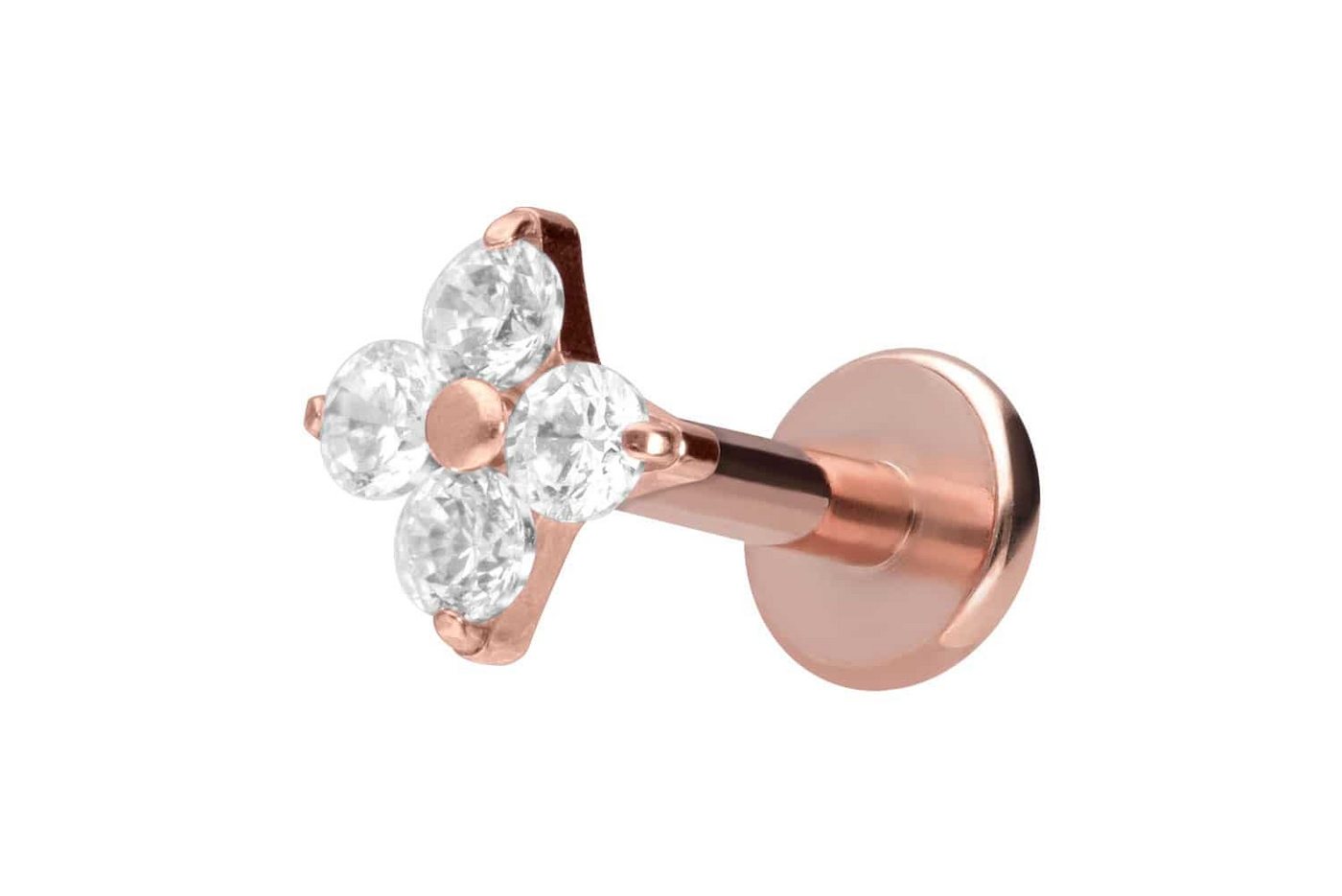 PIERCINGLINE Piercing-Set Titan Labret mit Innengewinde KRISTALLBLUME (Labrets / 1 Stk) von PIERCINGLINE