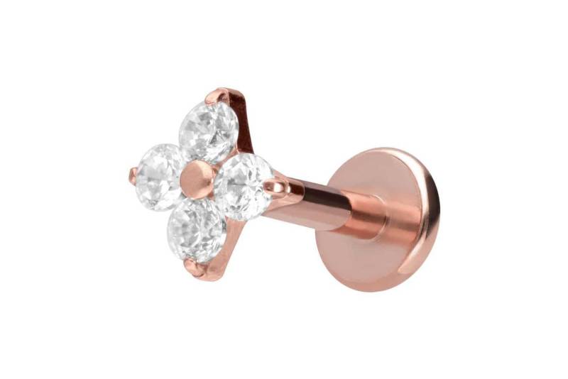 PIERCINGLINE Piercing-Set Titan Labret mit Innengewinde KRISTALLBLUME (Labrets / 1 Stk) von PIERCINGLINE