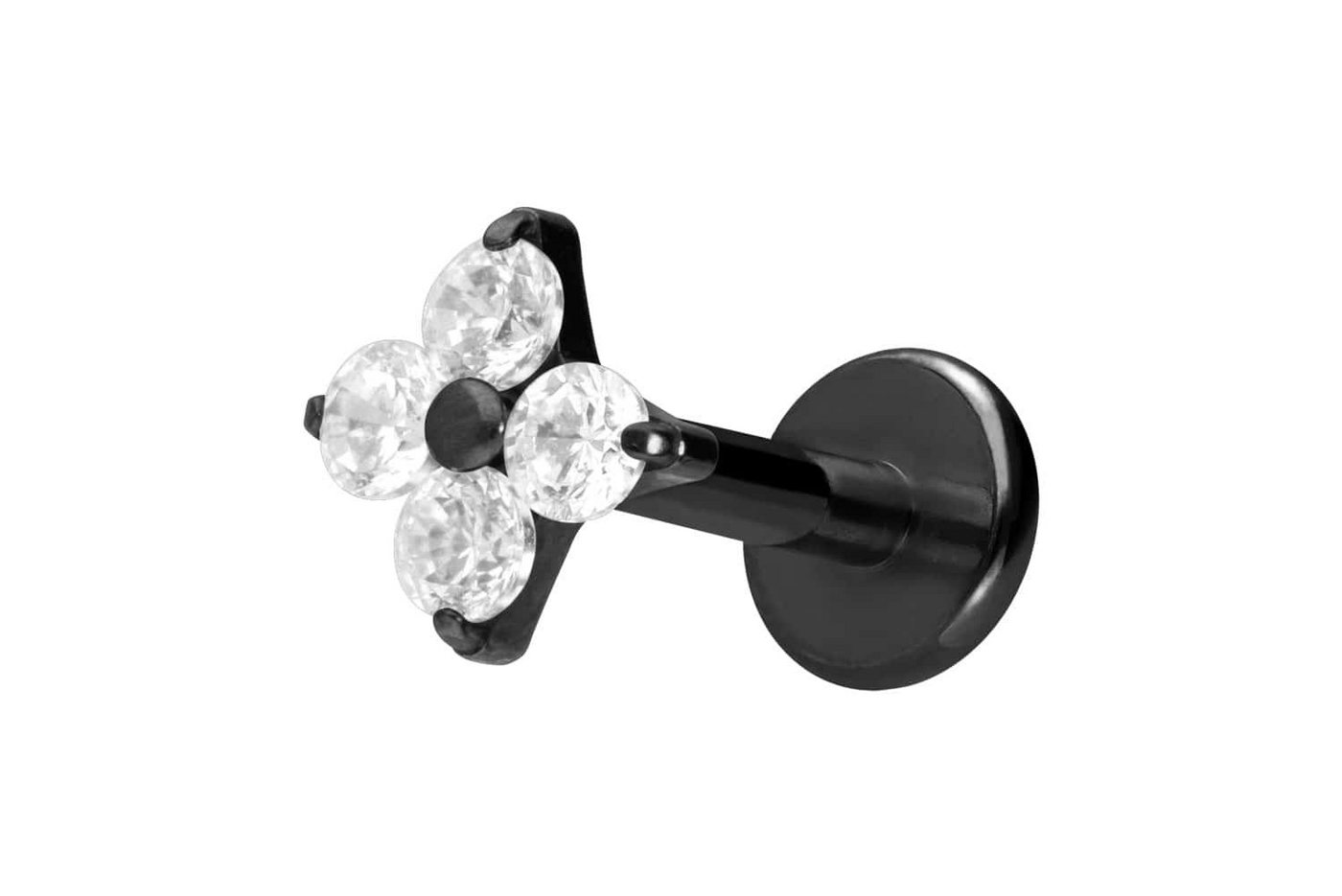 PIERCINGLINE Piercing-Set Titan Labret mit Innengewinde KRISTALLBLUME (Labrets / 1 Stk) von PIERCINGLINE
