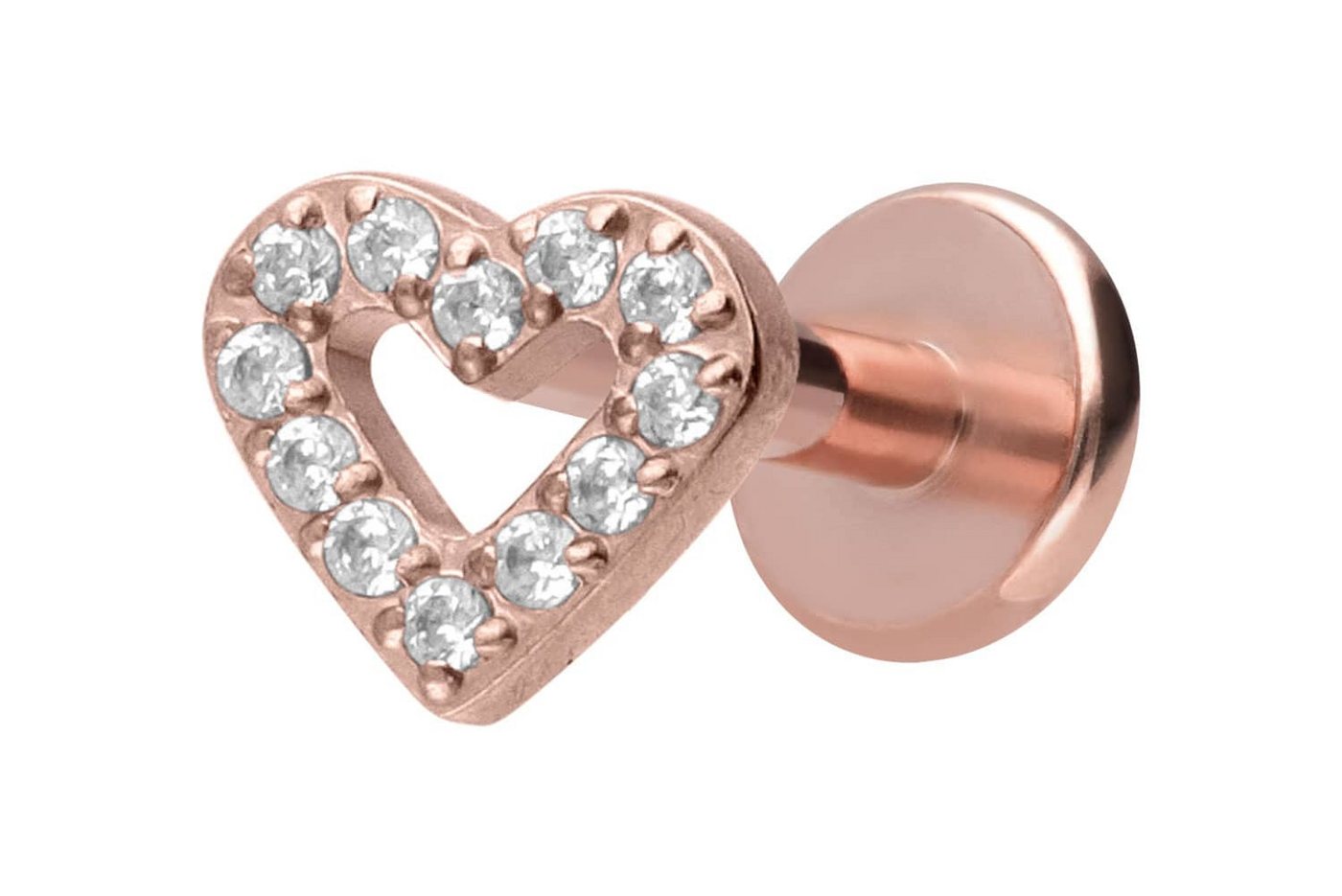 PIERCINGLINE Piercing-Set Titan Labret mit Innengewinde KRISTALLHERZ (Labrets / 1 Stk) von PIERCINGLINE