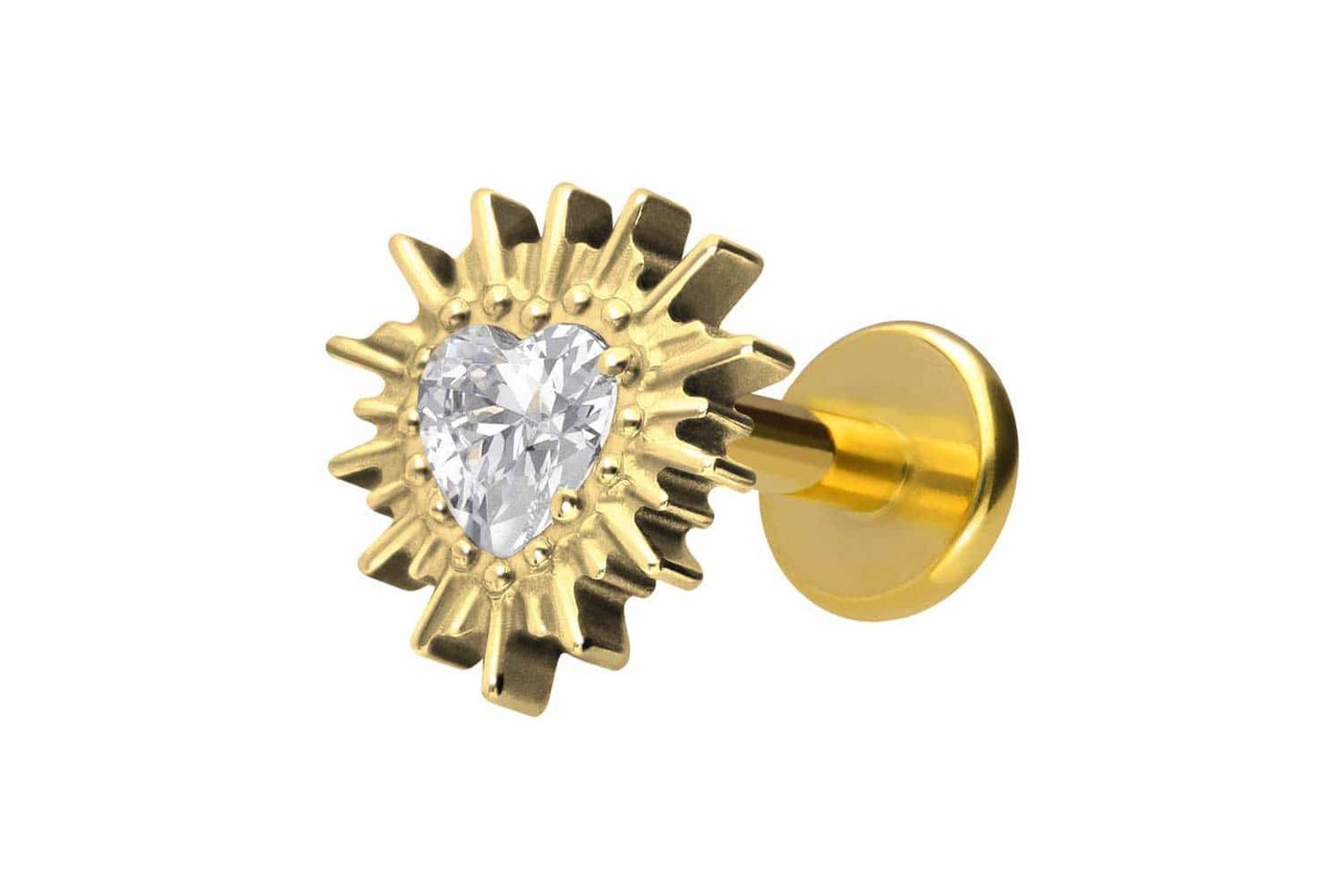 PIERCINGLINE Piercing-Set Titan Labret mit Innengewinde KRISTALLHERZ + SONNENSTRAHLEN (Labrets, 1-tlg) von PIERCINGLINE