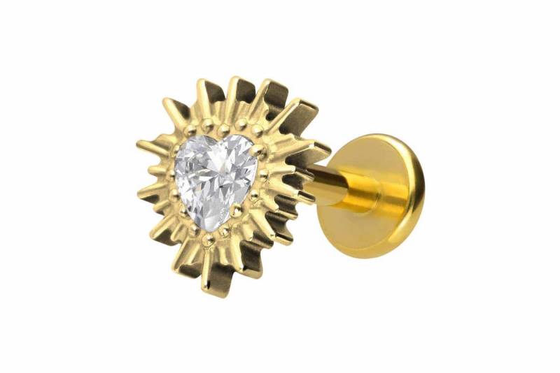 PIERCINGLINE Piercing-Set Titan Labret mit Innengewinde KRISTALLHERZ + SONNENSTRAHLEN (Labrets, 1-tlg) von PIERCINGLINE