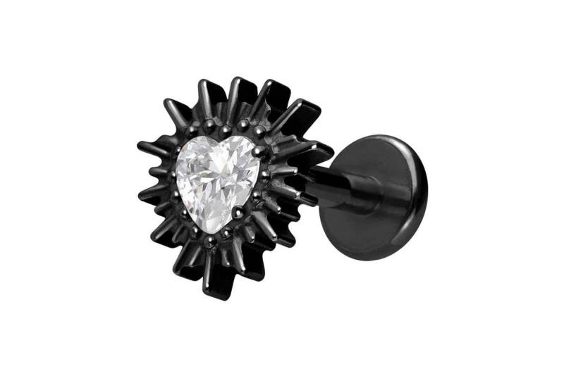 PIERCINGLINE Piercing-Set Titan Labret mit Innengewinde KRISTALLHERZ + SONNENSTRAHLEN (Labrets, 1-tlg) von PIERCINGLINE