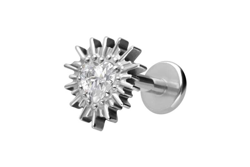 PIERCINGLINE Piercing-Set Titan Labret mit Innengewinde KRISTALLHERZ + SONNENSTRAHLEN (Labrets, 1-tlg) von PIERCINGLINE