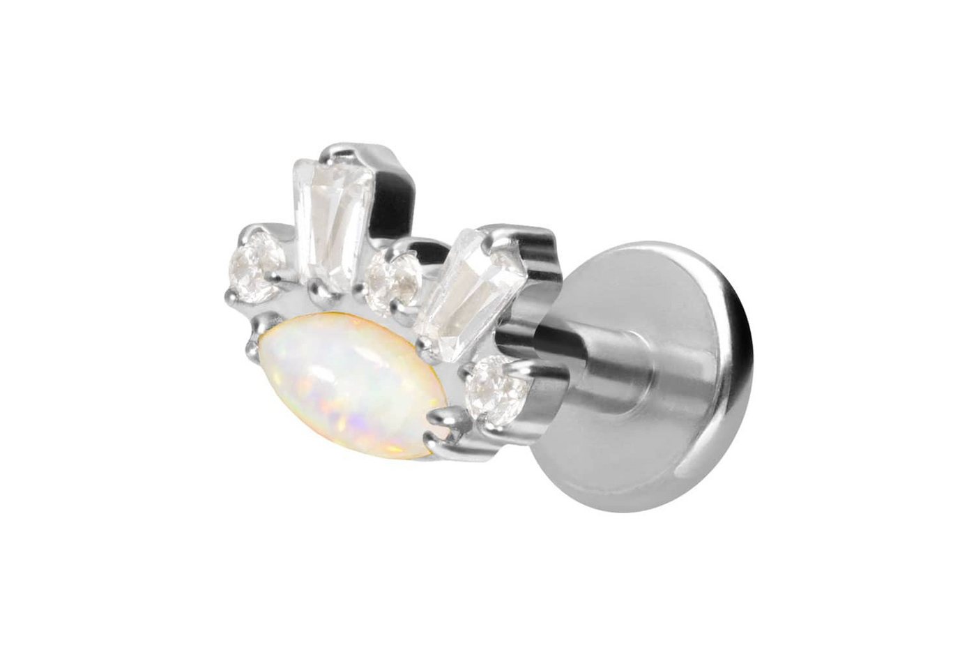 PIERCINGLINE Piercing-Set Titan Labret mit Innengewinde SYNTHETISCHER OPAL + KRISTALLE (Labrets, 1-tlg) von PIERCINGLINE