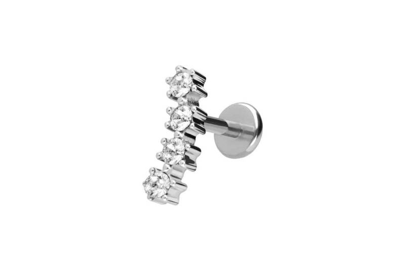 PIERCINGLINE Piercing-Set Titan Labret mit Push Fit 4 EINGEFASSTE KRISTALLE (Labrets / 1 Stk) von PIERCINGLINE