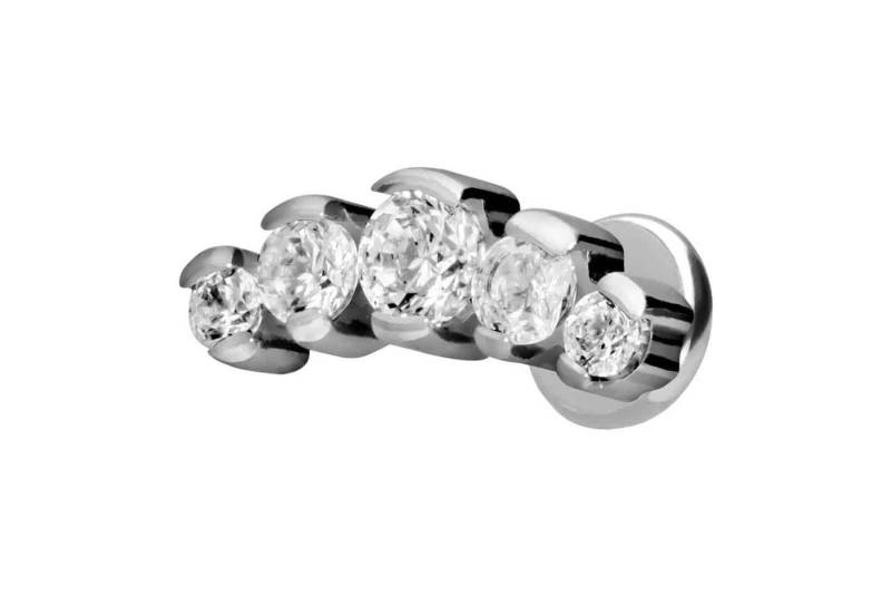 PIERCINGLINE Piercing-Set Titan Labret mit Push Fit 5 EINGEFASSTE KRISTALLE (Labrets / 1 Stk) von PIERCINGLINE