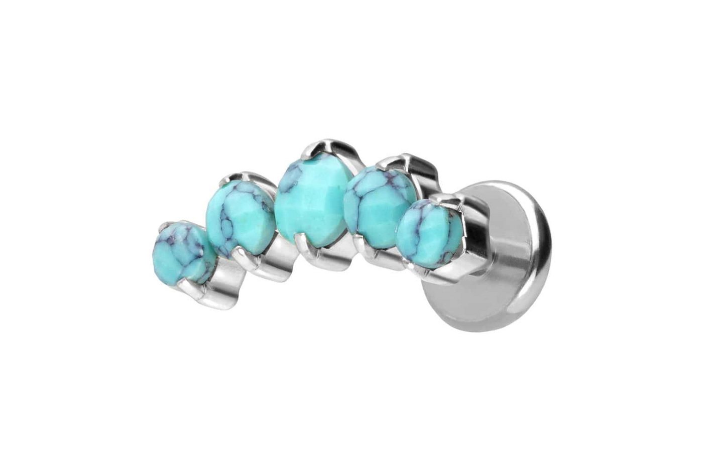 PIERCINGLINE Piercing-Set Titan Labret mit Push Fit 5 SYNTHETISCHE TÜRKISE (Labrets, 1-tlg) von PIERCINGLINE